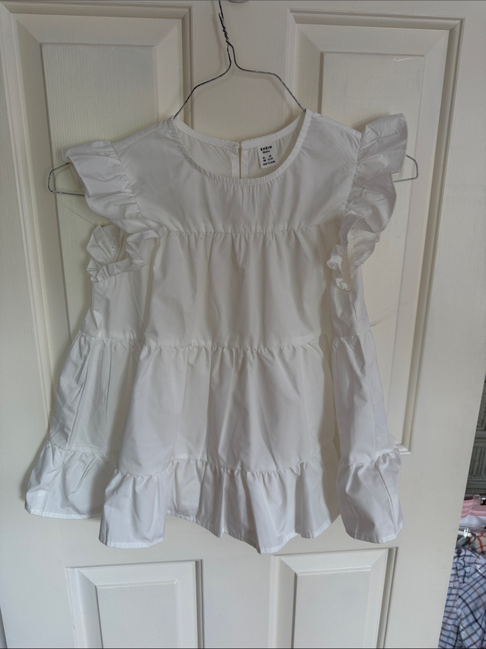 White Ruffle Sleeve Kids Top